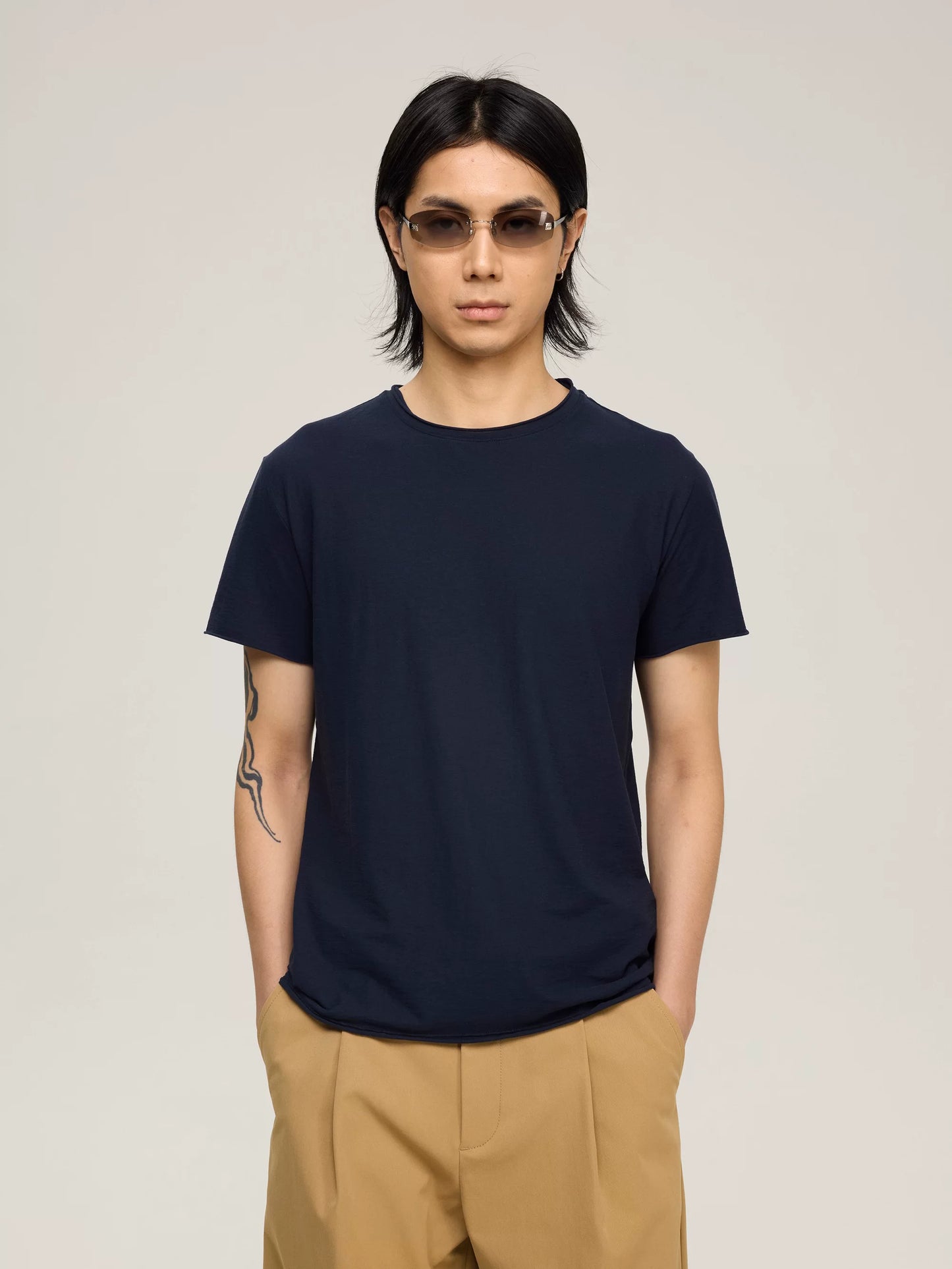 COZY SHEER ROLLED-CUFF TEE