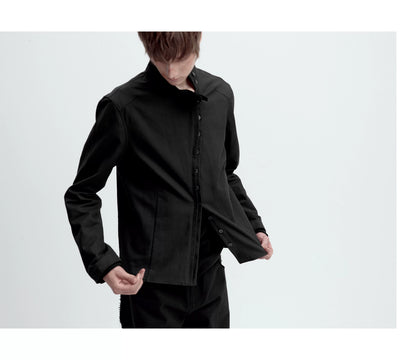 CURVED PLACKET STAND-UP JACKET