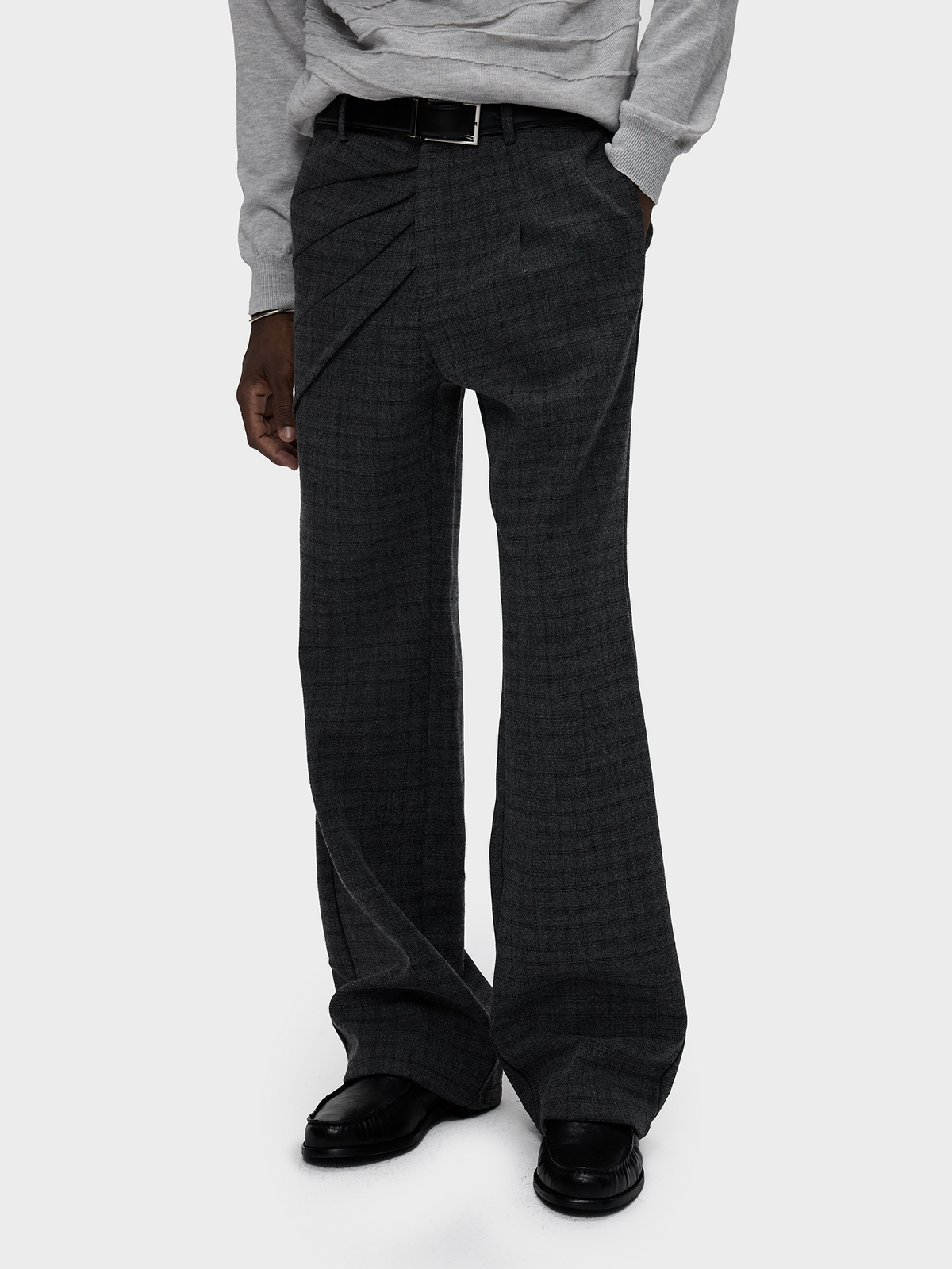 RADIATING PLEAT CHECK TROUSERS 9