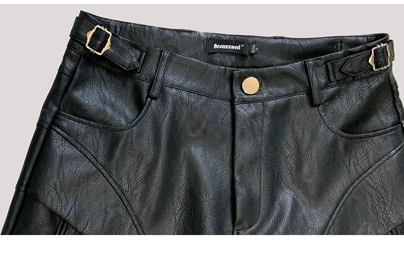 DECONSTRUCTED PU LEATHER PANTS