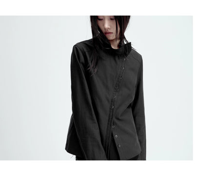 CURVED PLACKET STAND-UP JACKET
