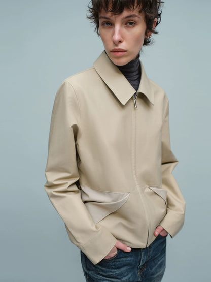 FOLD POCKET SHORT JACKET ライトカーキ