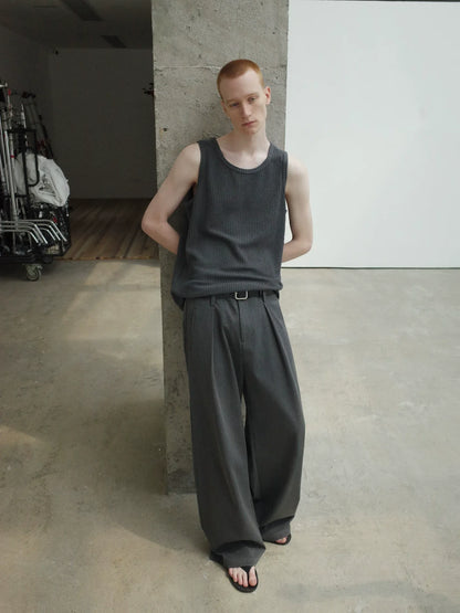 DRAPED WIDE-LEG CASUAL PANTS