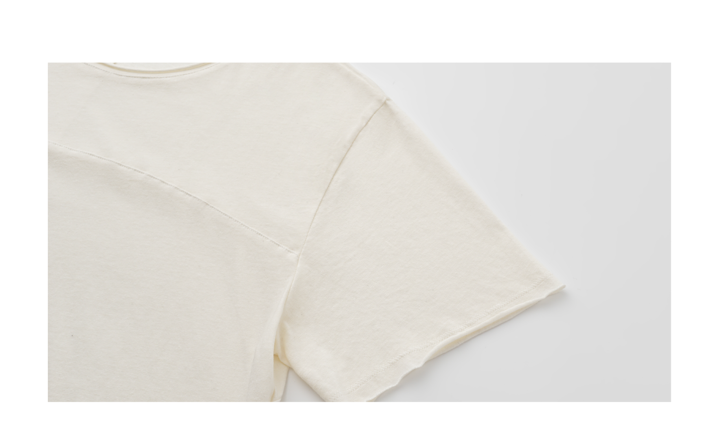 TEXTURED COTTON-LINEN SHORT-SLEEVE TOP