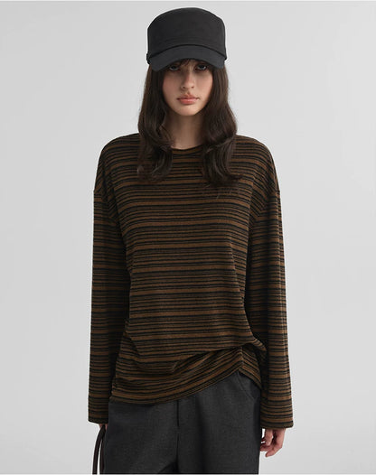 STRIPED FLEECE LONG SLEEVE TOP 8