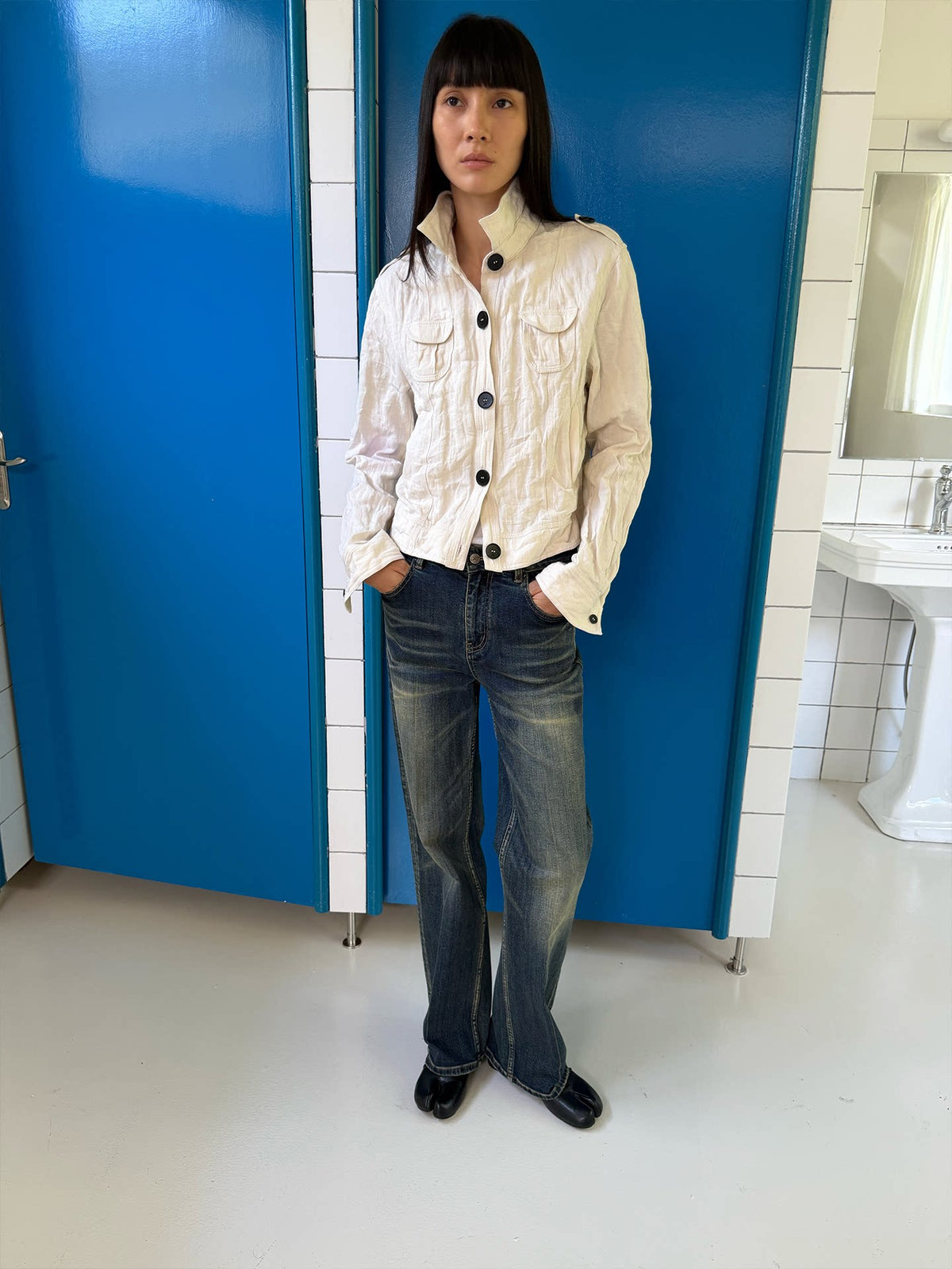 METALLIC PLEATED WORK JACKET