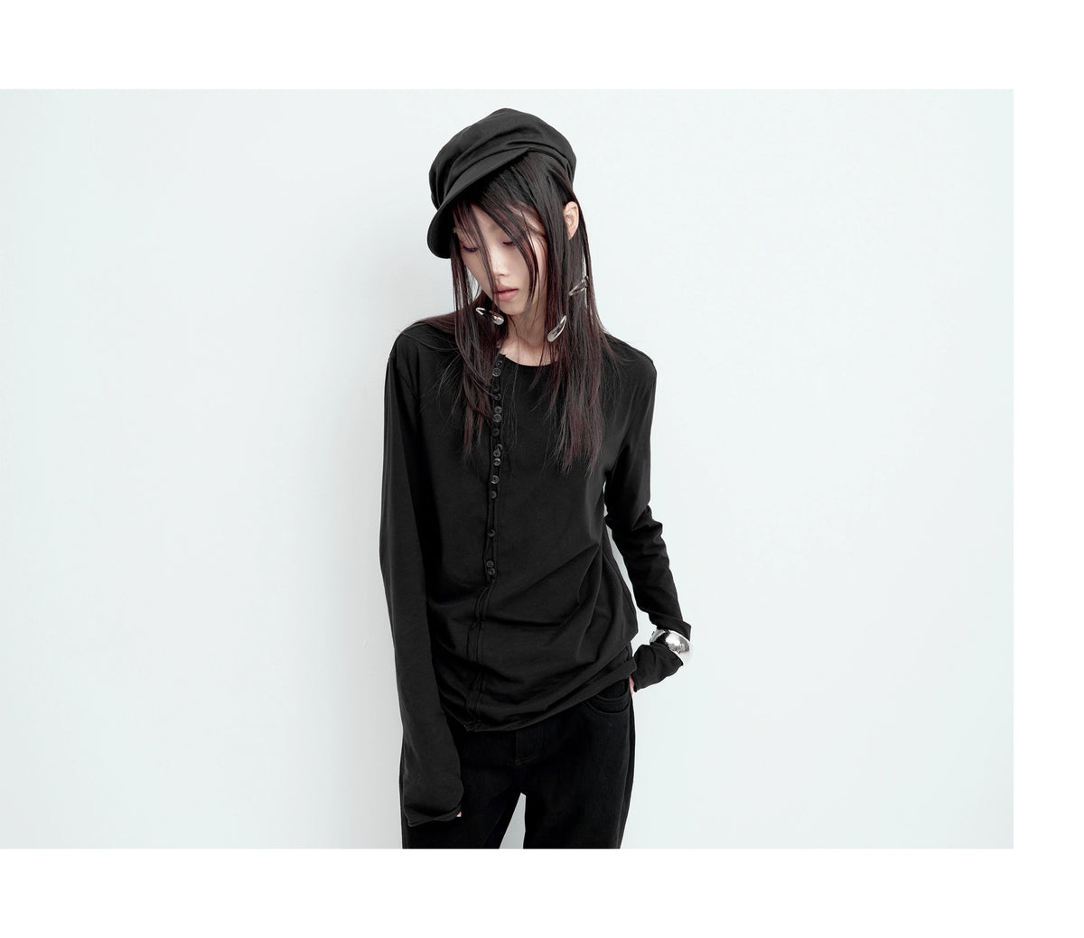 ASYMMETRICAL BUTTON-UP COTTON TOP