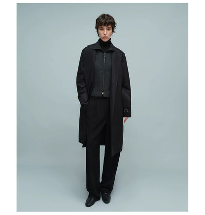 LAYERED BELTED TRENCH COAT ブラック