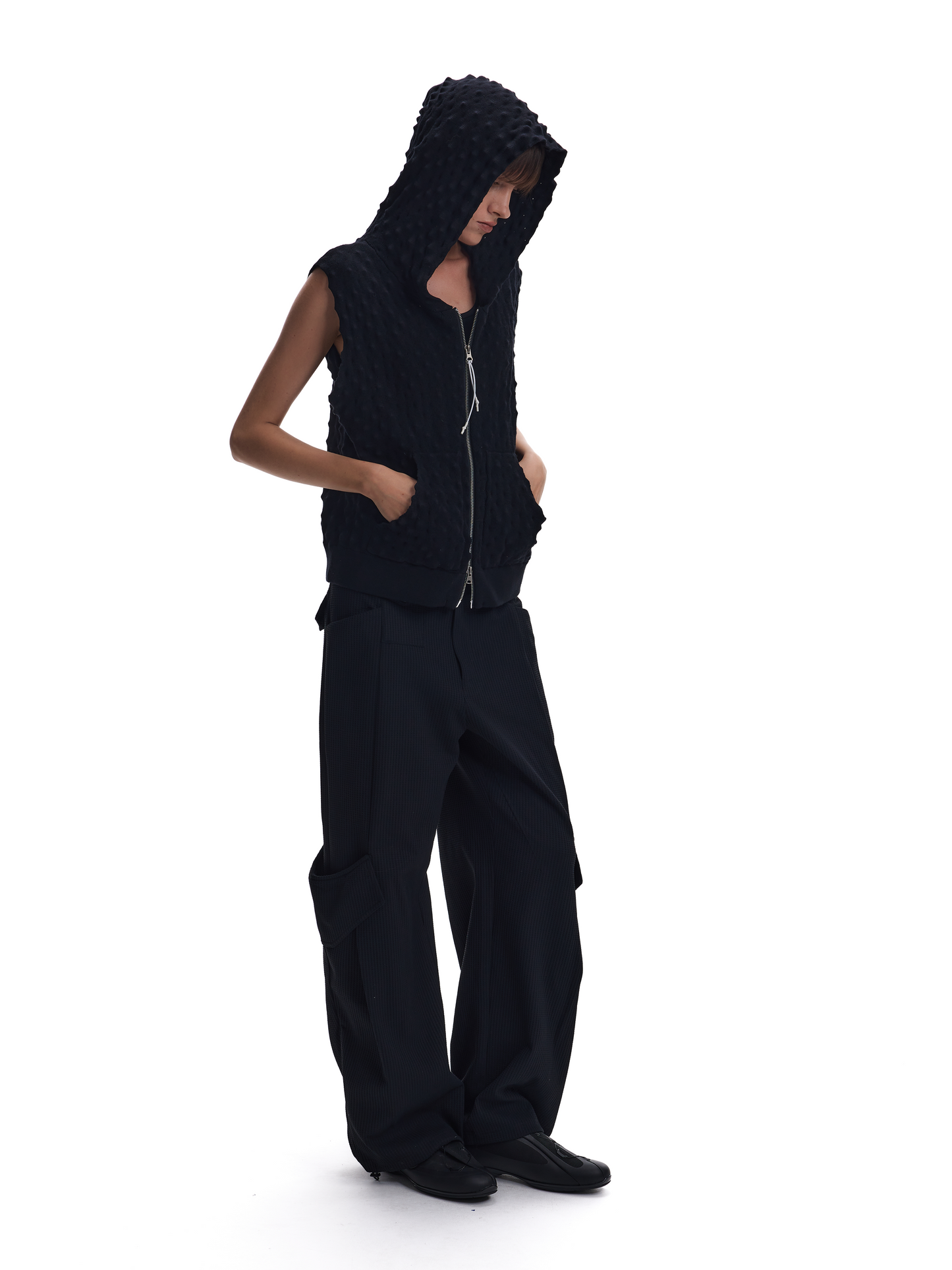 CASUAL WAFFLE-WEAVE POCKET PANTS