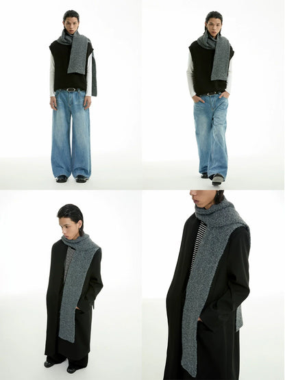 KNITTED FLORAL HOODED SCARF