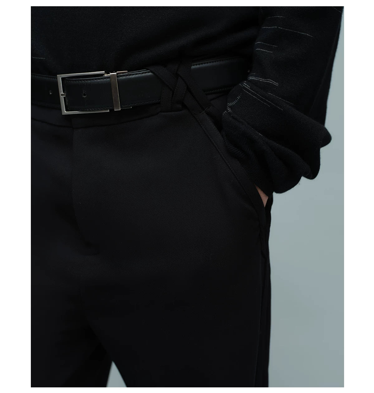 WOVEN WAIST STRAIGHT TROUSERS ブラック