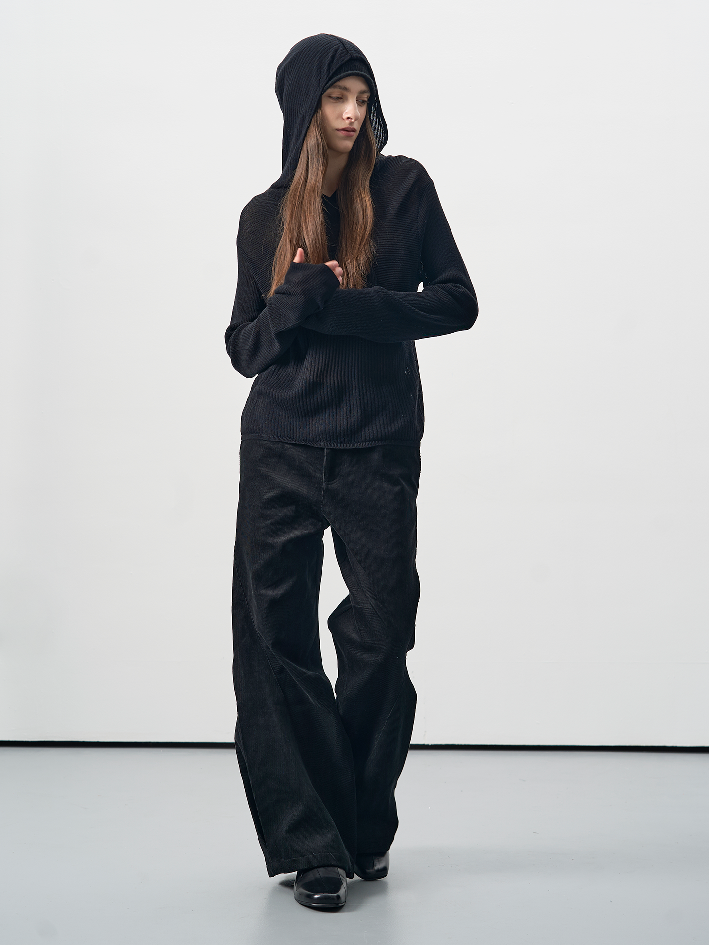 SHEER STRIPED HOODIE SWEATSHIRT