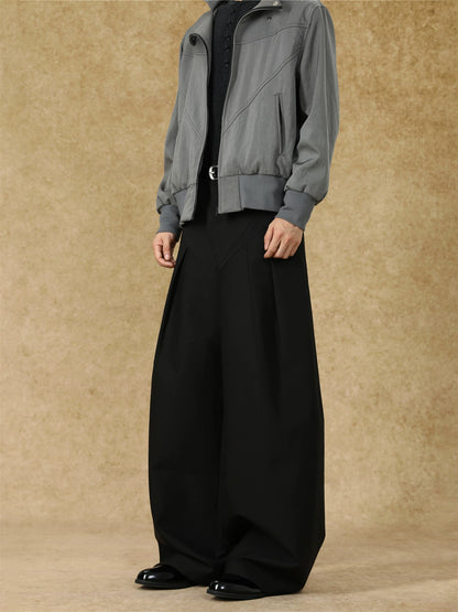 PLEATED WIDE-LEG TROUSERS