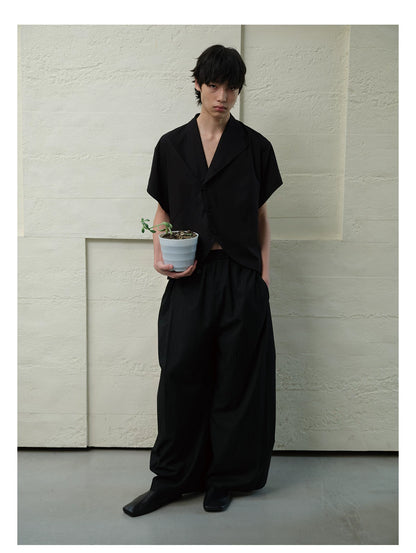 TUXEDO SHORT SHIRT WITH RAGLAN CUFFS