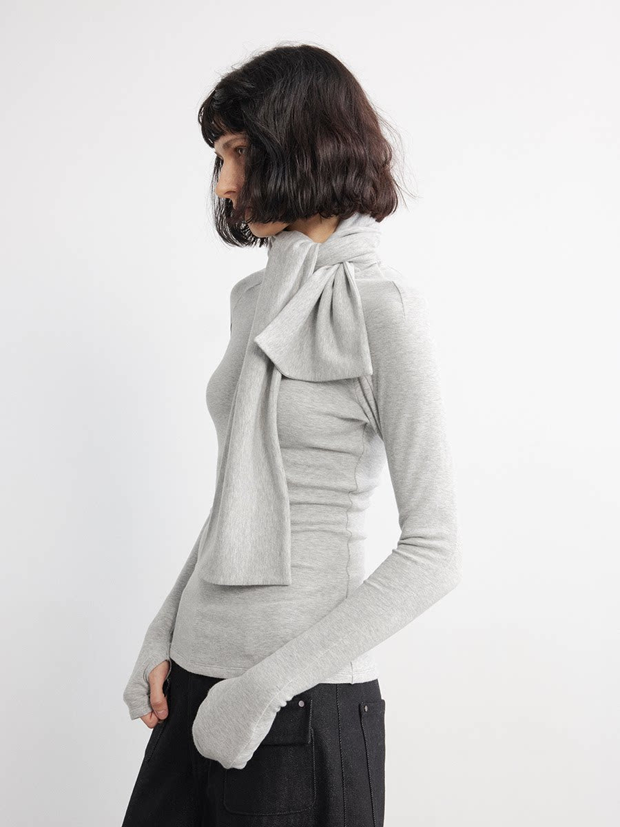 HOODED HALF-FINGER COTTON TOP