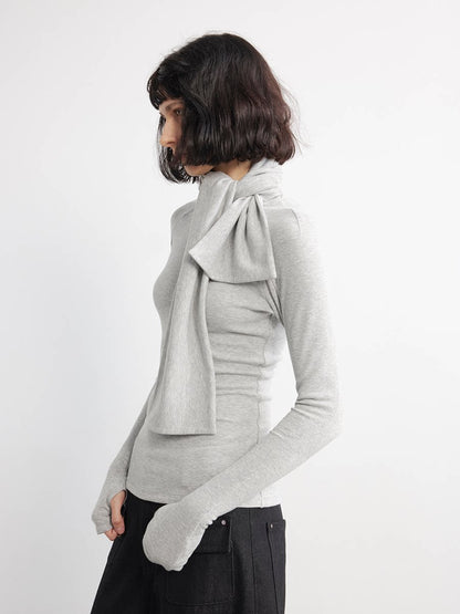 HOODED HALF-FINGER COTTON TOP