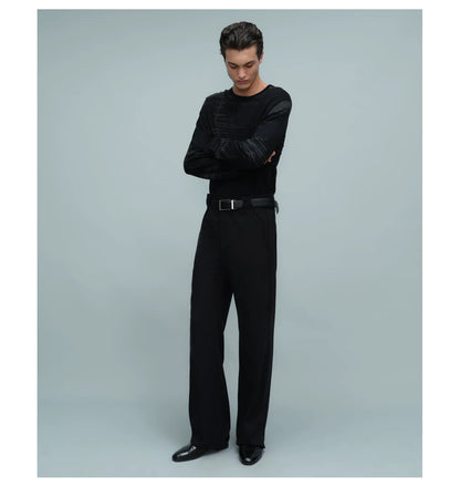 WOVEN WAIST STRAIGHT TROUSERS ブラック