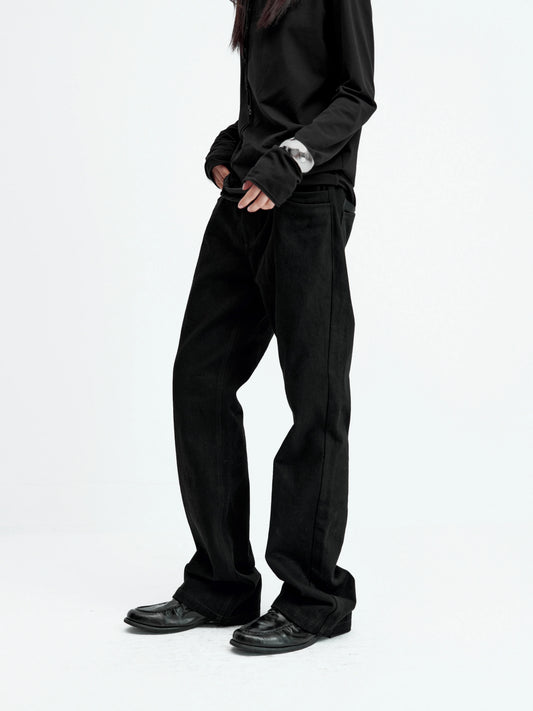 DOUBLE-LAYER PATCHWORK SLIM JEANS