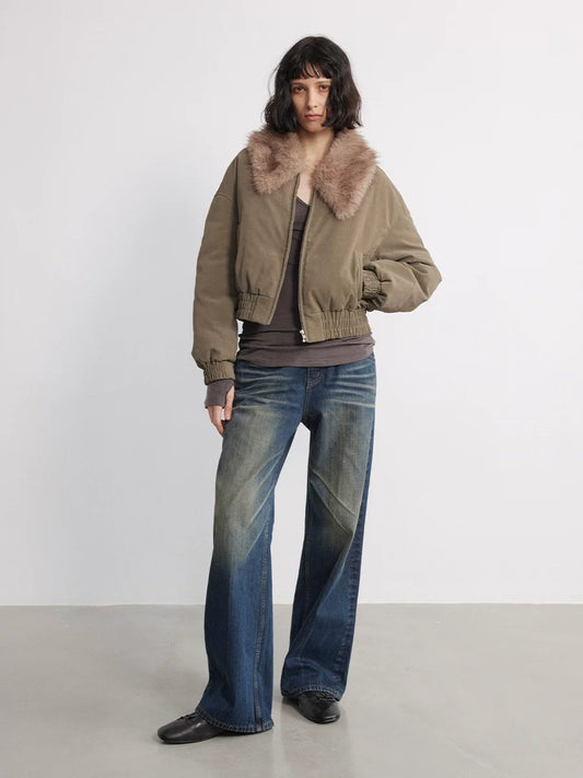 RETRO TWO-TONE STRAIGHT-LEG JEANS
