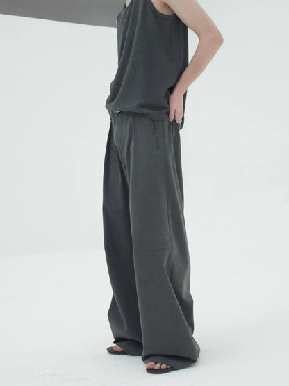 DRAPED WIDE-LEG CASUAL PANTS