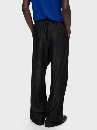 DENIM LOOK SLUB STRAIGHT TROUSERS 5