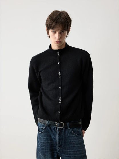 THICKENED HALF-TURTLENECK CARDIGAN