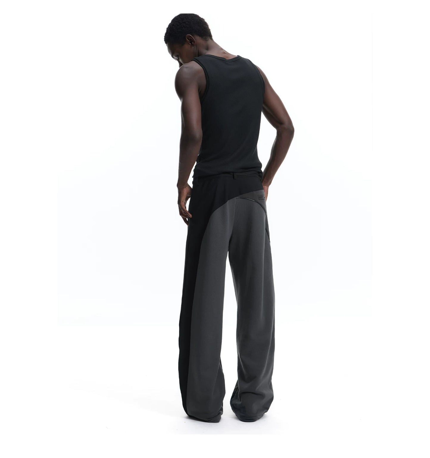 PATCHWORK SWEATPANTS WITH LEATHER CORDS