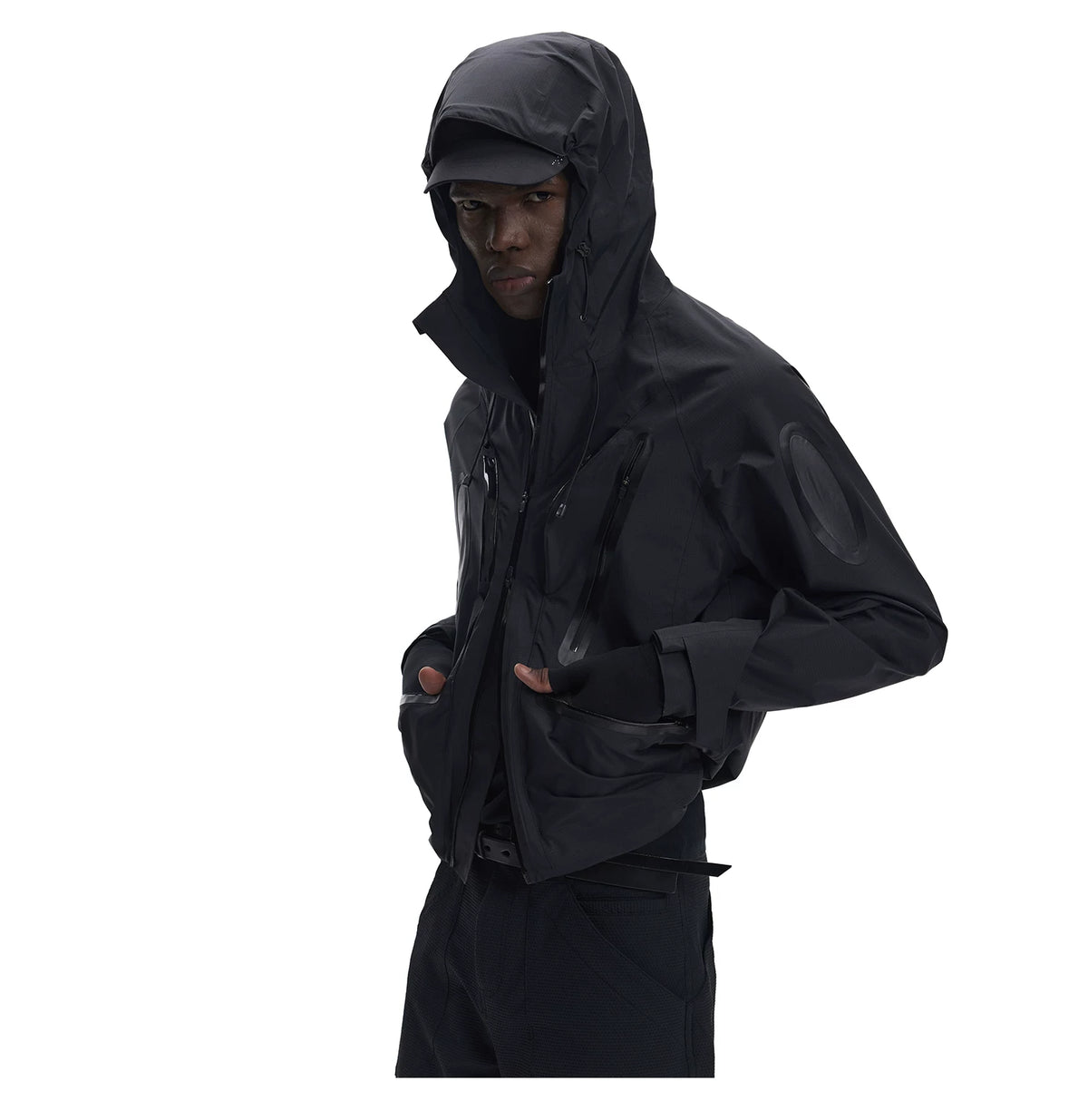 CURVED SEE-THROUGH WINDBREAKER JACKET