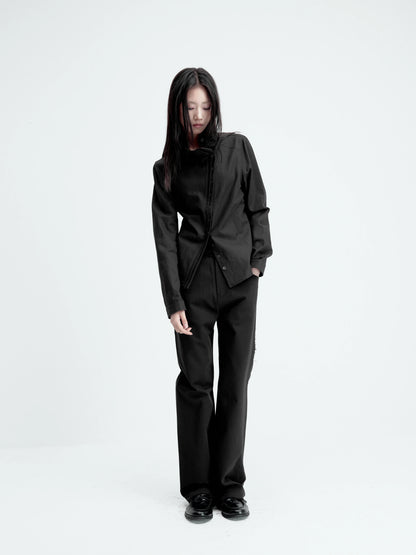 CURVED PLACKET STAND-UP JACKET