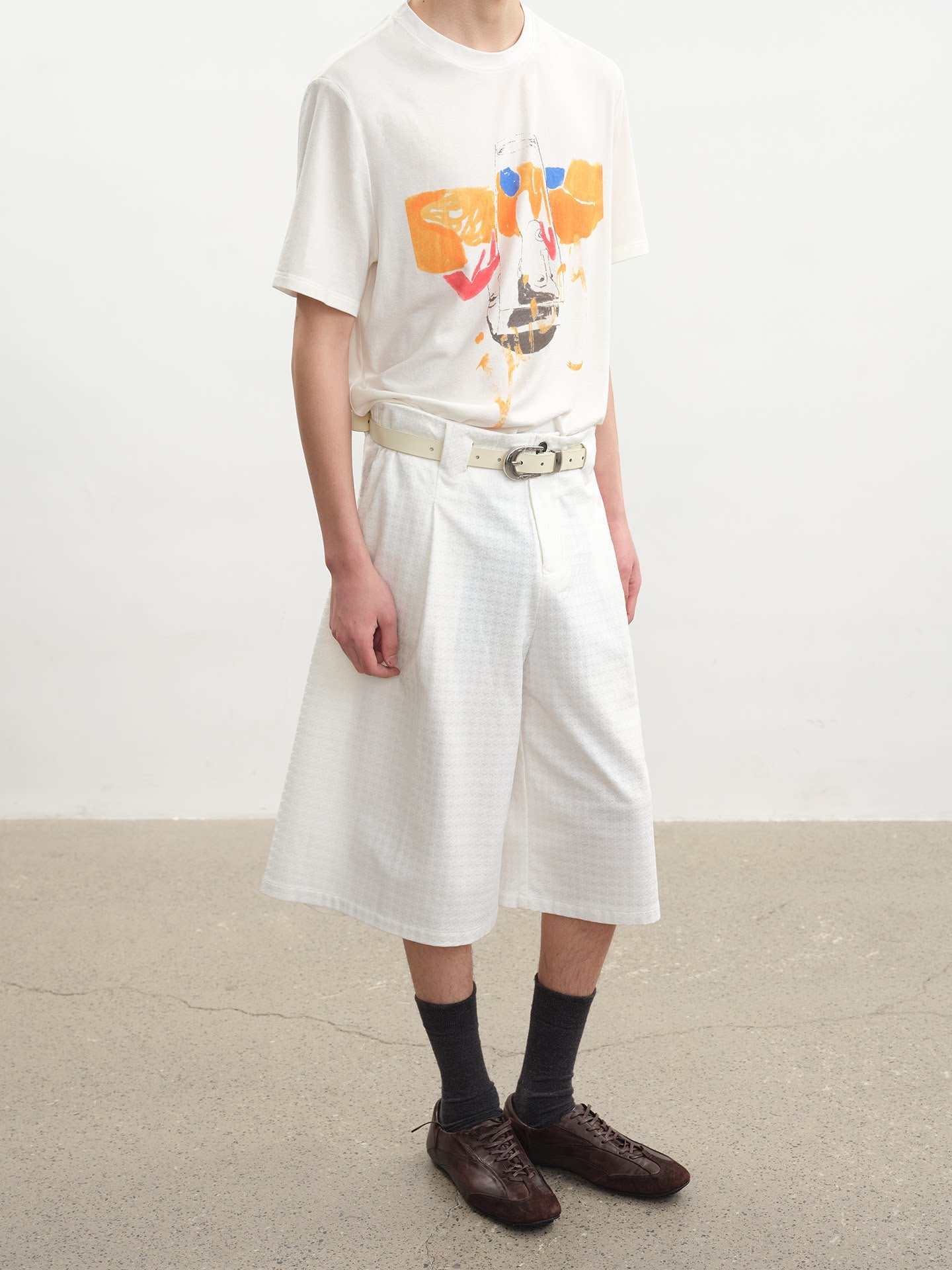 MULTICOLOR PLEATED CHAMBRAY PANTS