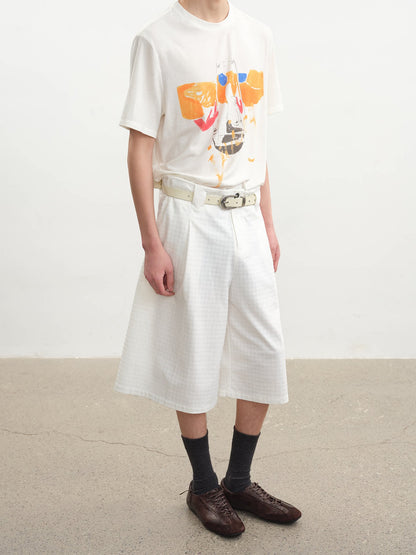 MULTICOLOR PLEATED CHAMBRAY PANTS