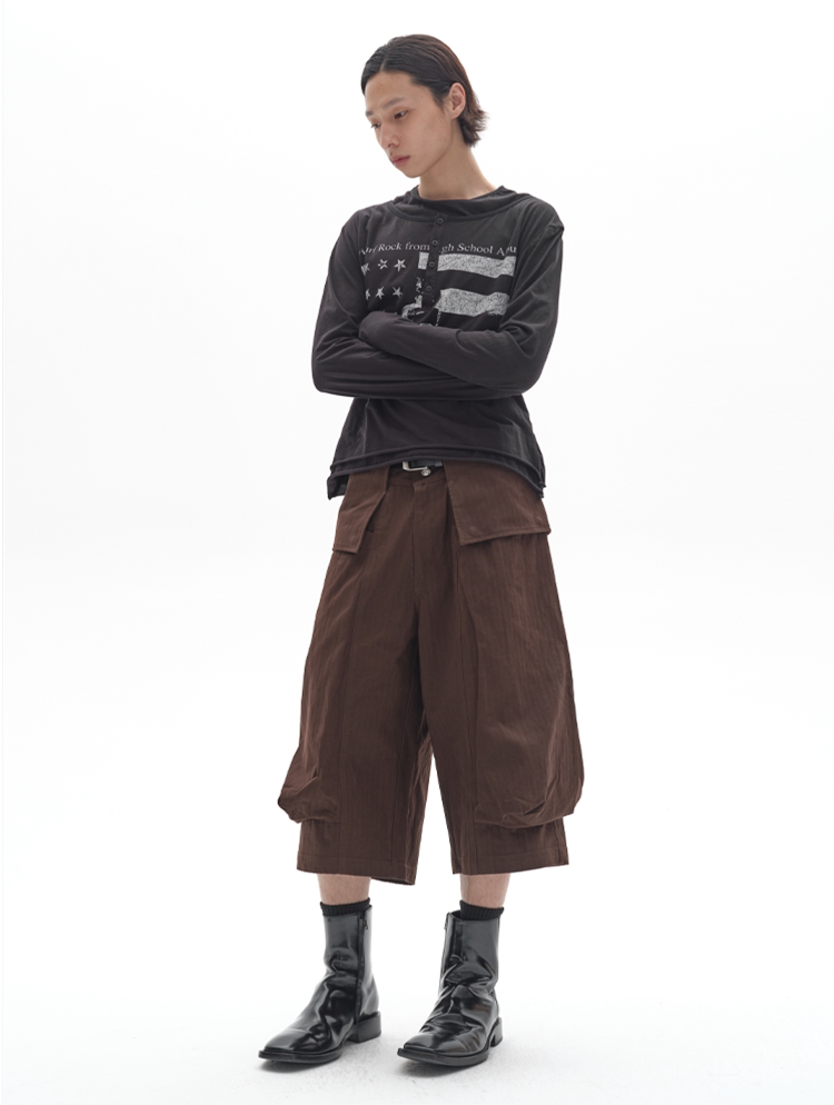 3D POCKETED CROP SHORTS