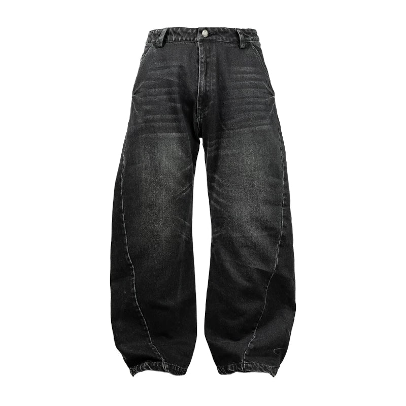 TWO-TONE TWISTED DENIM PANTS