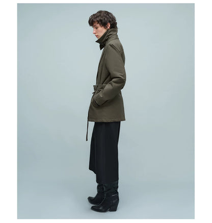 BELTED STAND COLLAR JACKET アーミーグリーン