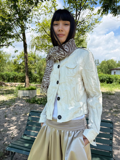 METALLIC PLEATED WORK JACKET