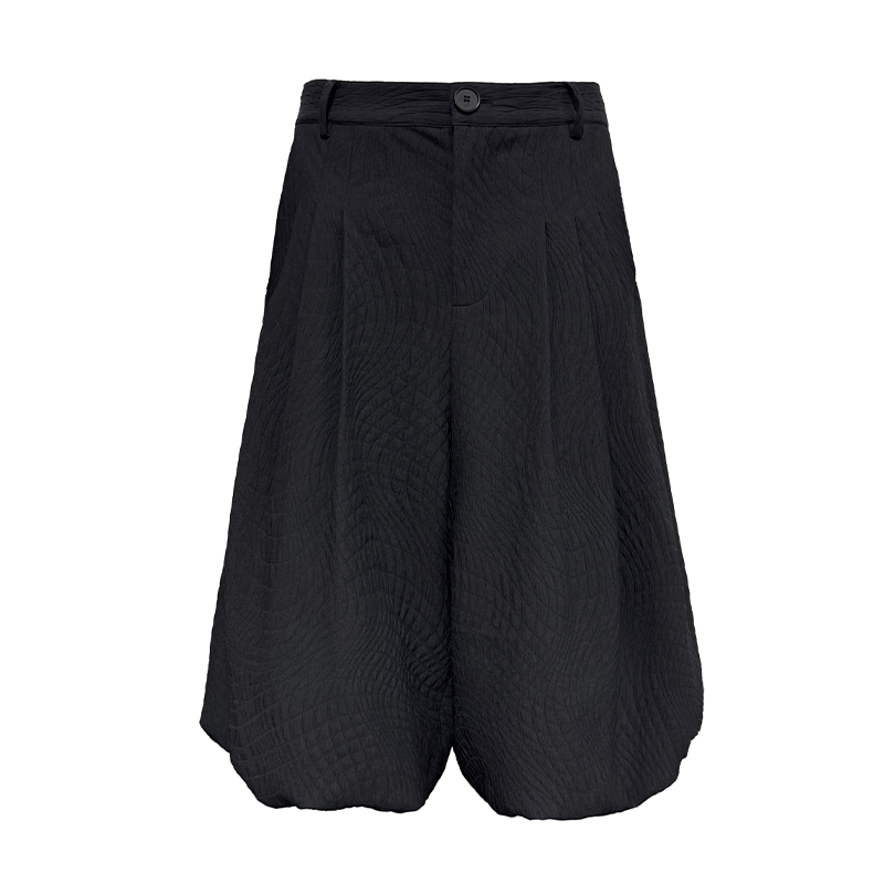 LEAF PATTERNED PLEATED PANTS