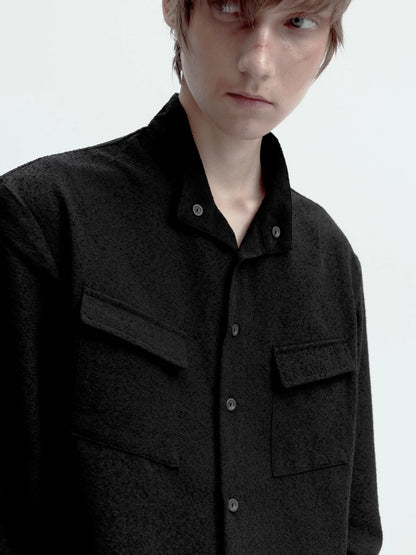TEXTURED FITTED LONG-SLEEVE SHIRT