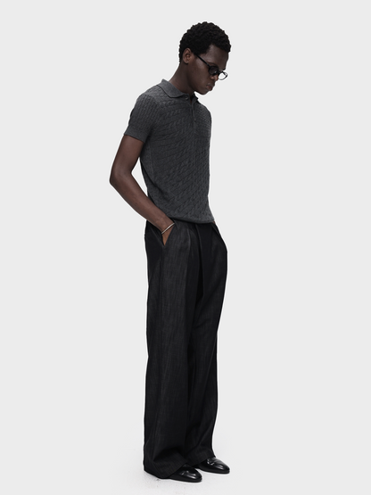 DENIM LOOK SLUB STRAIGHT TROUSERS 17