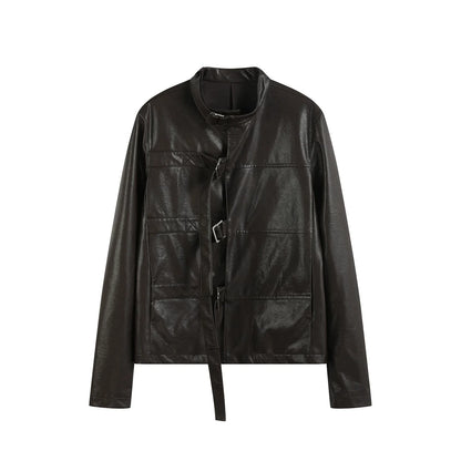 BELTED LEATHER JACKET