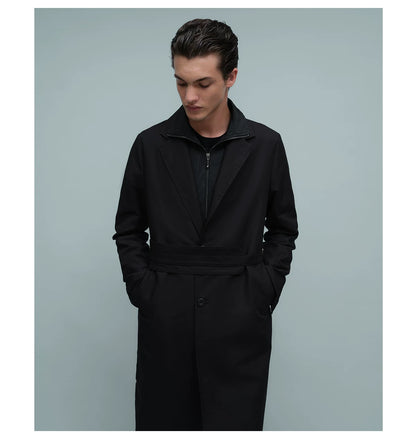 LAYERED BELTED TRENCH COAT ブラック