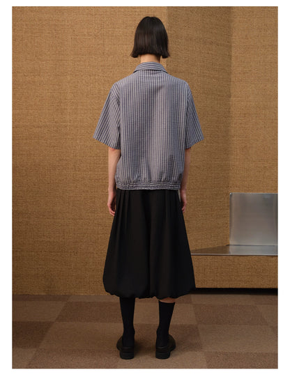 LEAF PATTERNED PLEATED PANTS