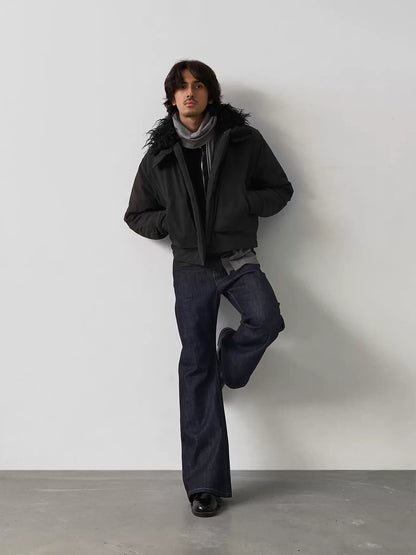 BRUSHED FUR COLLAR JACKET