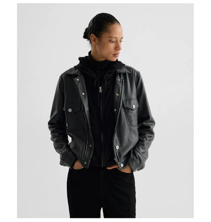 COATED TYPE THREE BIKER JACKET ブラック