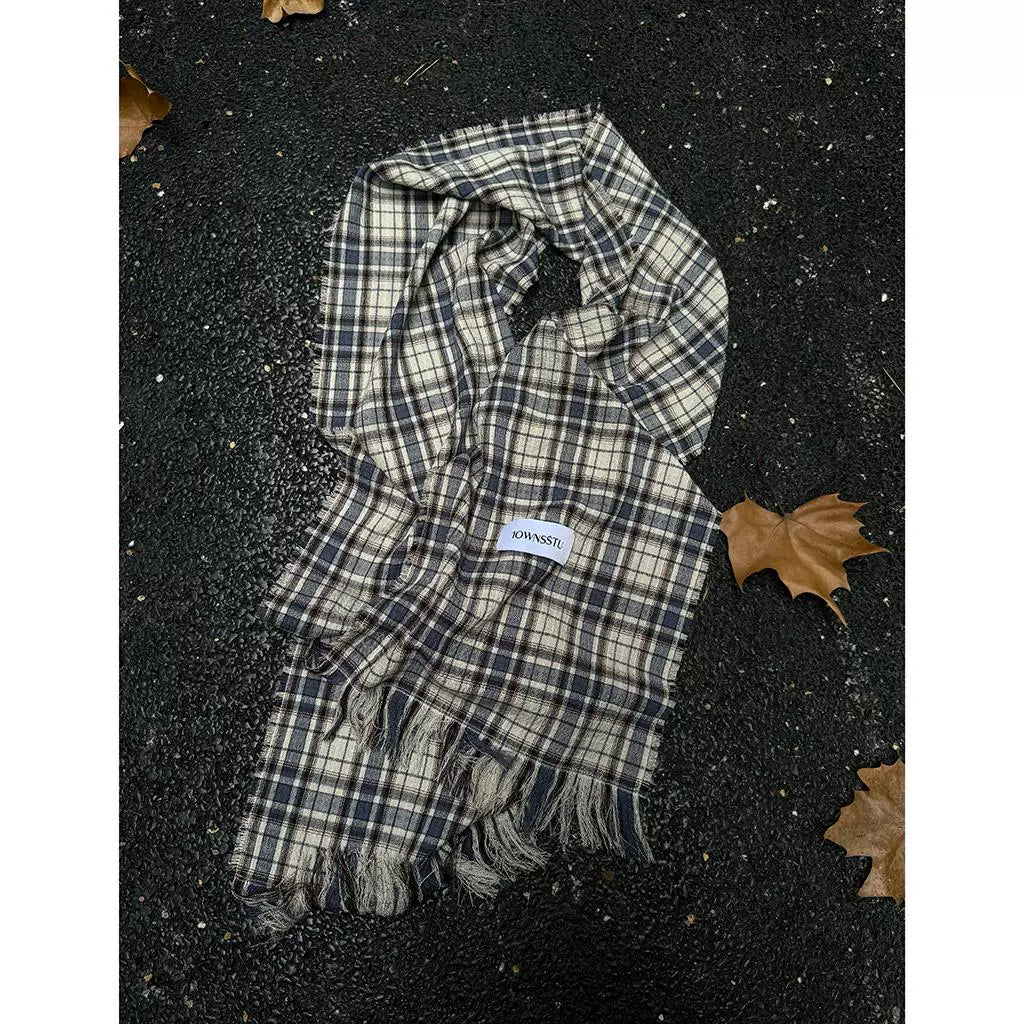 PLAID FRINGE SCARF