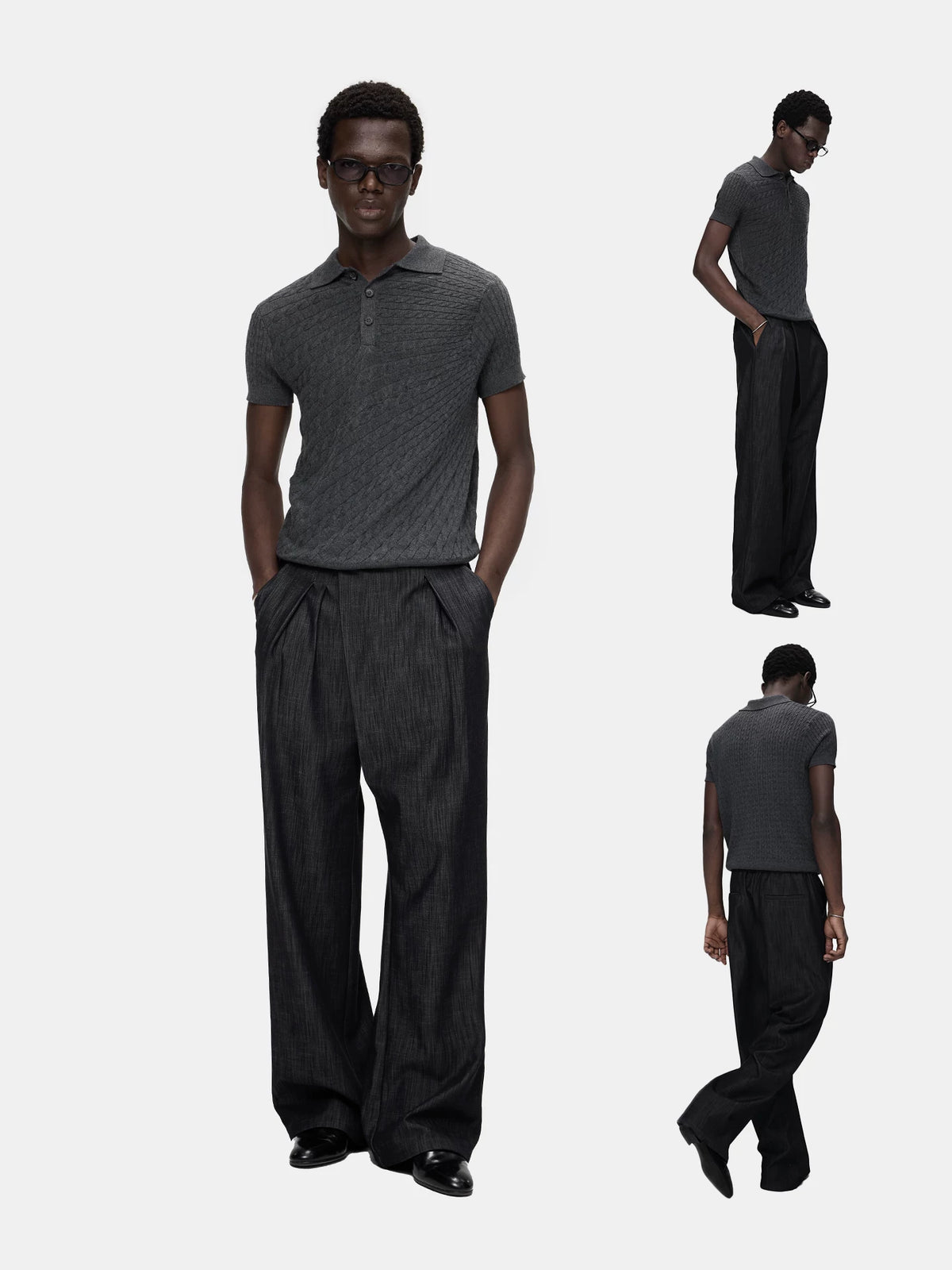 DENIM LOOK SLUB STRAIGHT TROUSERS 8