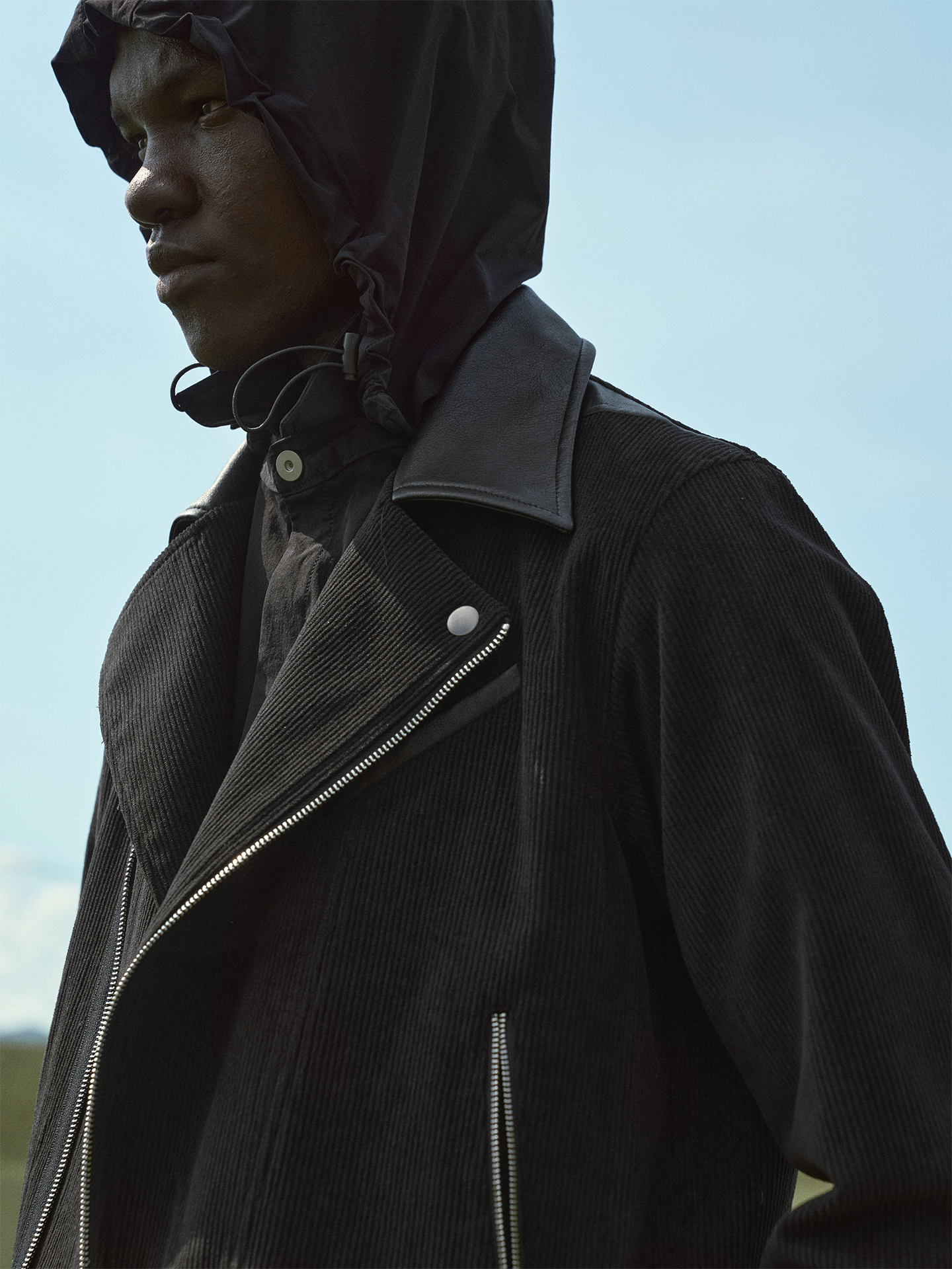 PATCHWORK CORDUROY BIKER JACKET