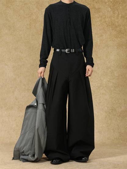 PLEATED WIDE-LEG TROUSERS