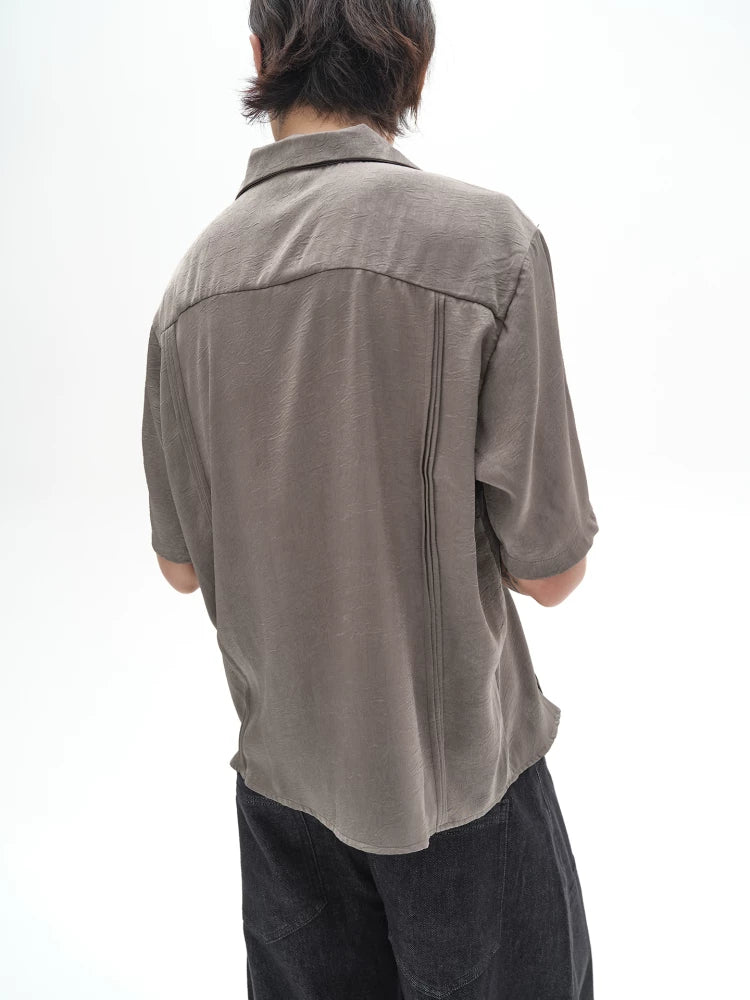 LIGHT GRAY PLEATED POLO SHIRT