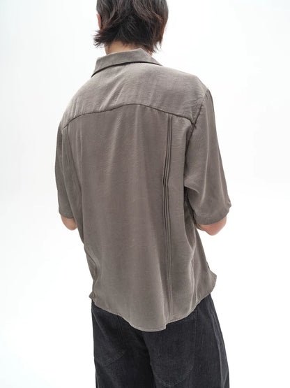 LIGHT GRAY PLEATED POLO SHIRT