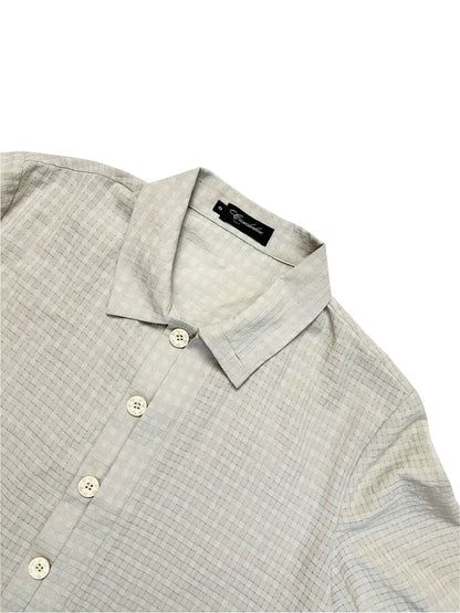 CHECKERED MESH HALF-PLACKET SHIRT